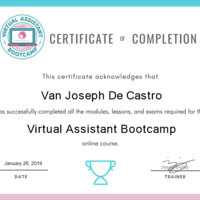 Virtual Assistant Certificate of Completion