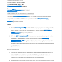 Drafted a complaint of breach of contract
