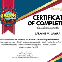 Filipino Home Based Mom's Certificate
