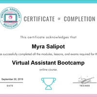 Virtual Assistant Certificate of Completion