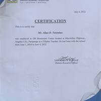 Teaching Employment Certiicate
