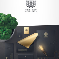 The sky logo and stationaruy