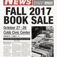 Flyer advertising program at library (book sale).