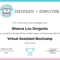 Virtual Assistant Bootcamp Certificate of Completion
