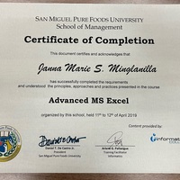 Certificate for Advance Excel