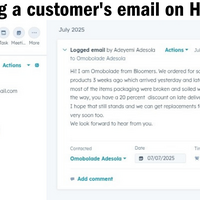 Logged and tracked a customer complaint on HubSpot CRM