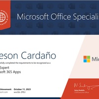 Certificate on being Microsoft Excel Expert