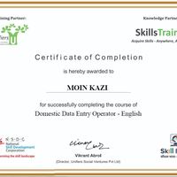NSDC India Certified for Data Entry Operator