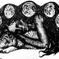 'The Wolf and The Moon' Ink Illustration