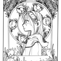 illustration lineart anime cover