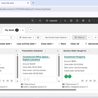 HubSpot CRM showing deals, contacts, and follow-ups.