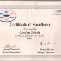 Certificate of Excellence