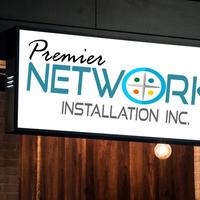Premier Network Installation Logo & Electric Sign Mockup