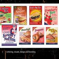 FMCG design. Styled lettering, visuals and branding