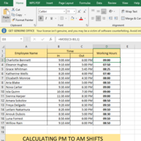 Calculating PM to AM shifts