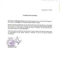 HR Experience Letter. (InvozonePvt Ltd)