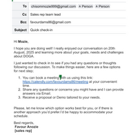 Email Follow-up sample