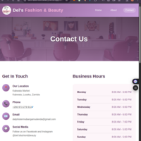  Del's fashion and beauty website contact page