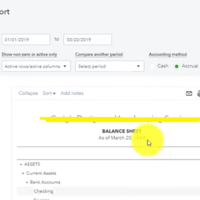 QB online balance sheet report