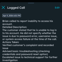Logging a call for a customer on Hubspot 