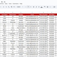 Employee records with full staff and job-related details