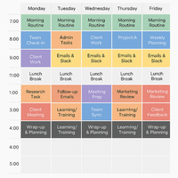 Colour coded calendar for a client