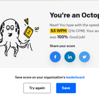 Michelle's winner typing speed test
