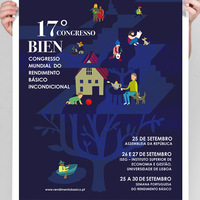 Poster design + illustration, Basic Income Cogress, Lisbon