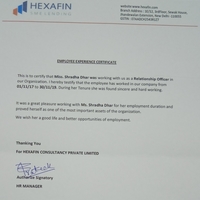 Employee Certificate Hexafin 