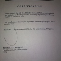 Certification of Employment