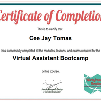 Virtual Assistant Bootcamp Certificate