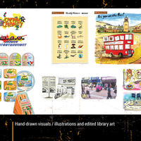 Bespoke hand-drawn visuals and edited library art
