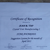 My certificate of being star awardee