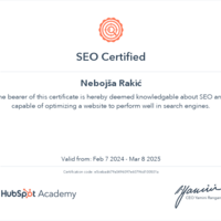 SEO Hubspot Academy Certificate