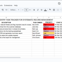 Google Sheets Data Entry & Task Tracker