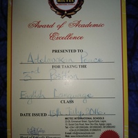 Academically the third overall best in English Language.
