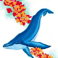 BALLENA EN CIELO DE FLORES
