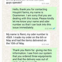 Customer Support via chat.