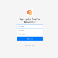 Newsletter sign up Page