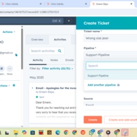 Ticket creation on HubSpot