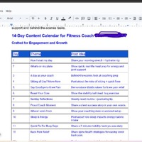 Content Calendar for a fitness coach
