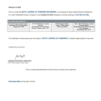 Certificate of Employment
