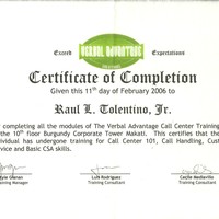Call Center Training Certificate
