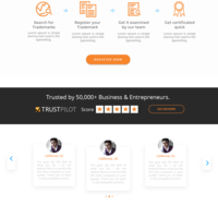 Landing page for a trademark website