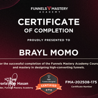 Funnel Mastery Academy Certificate of Completion
