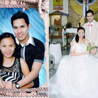 Studio pic make the couple wear wedding suites at the church