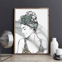 Fashion portrait (pencil + watercolor)