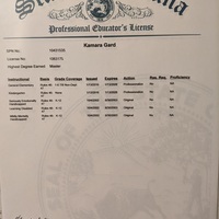 Professional Educator License/State of IN