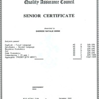 Matric certificate