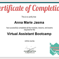 Certification for completing Virtual Assistant Course